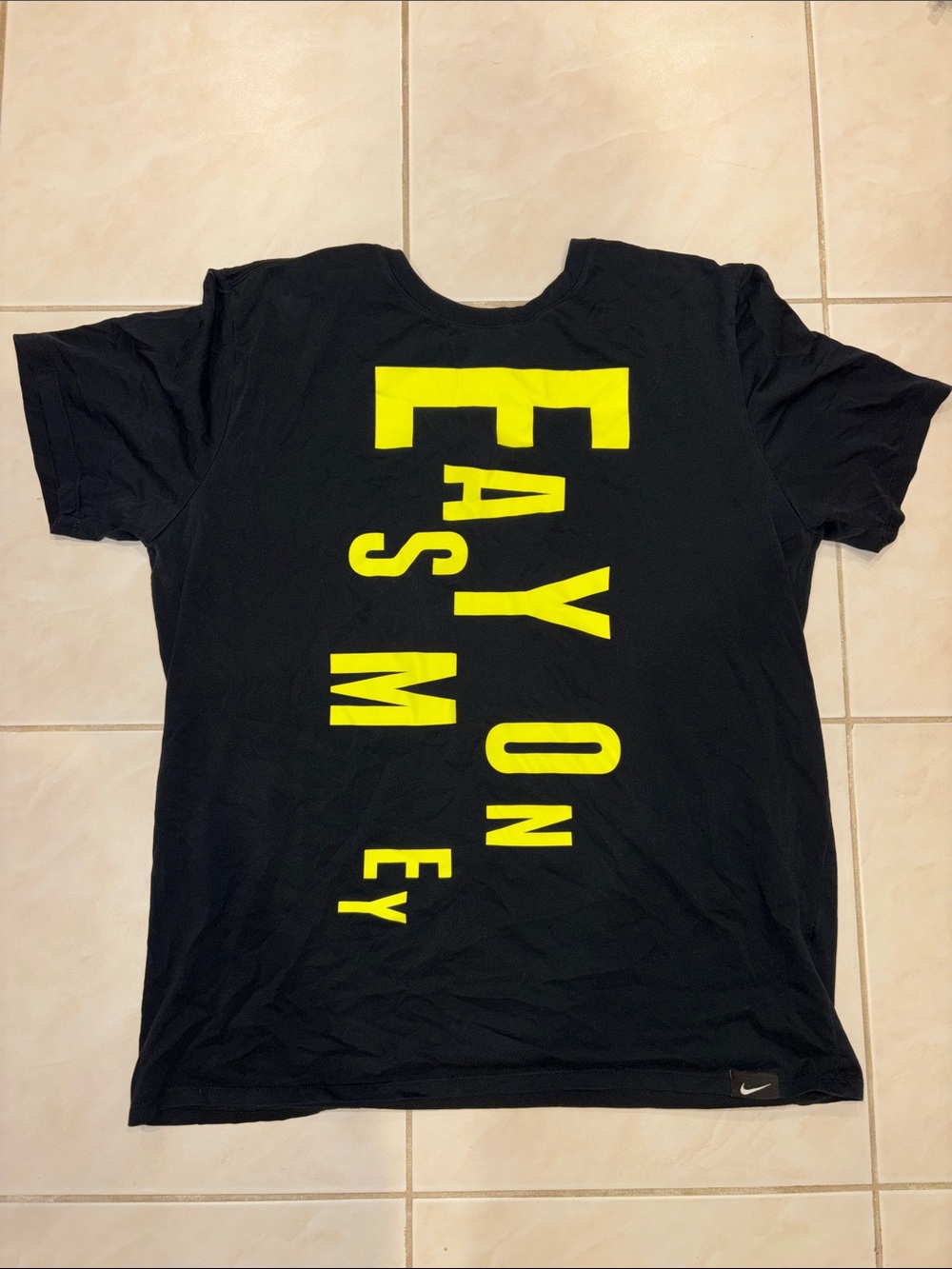 Nike Black Short-Sleeve Tee with Vertical Neon Yellow Graphic